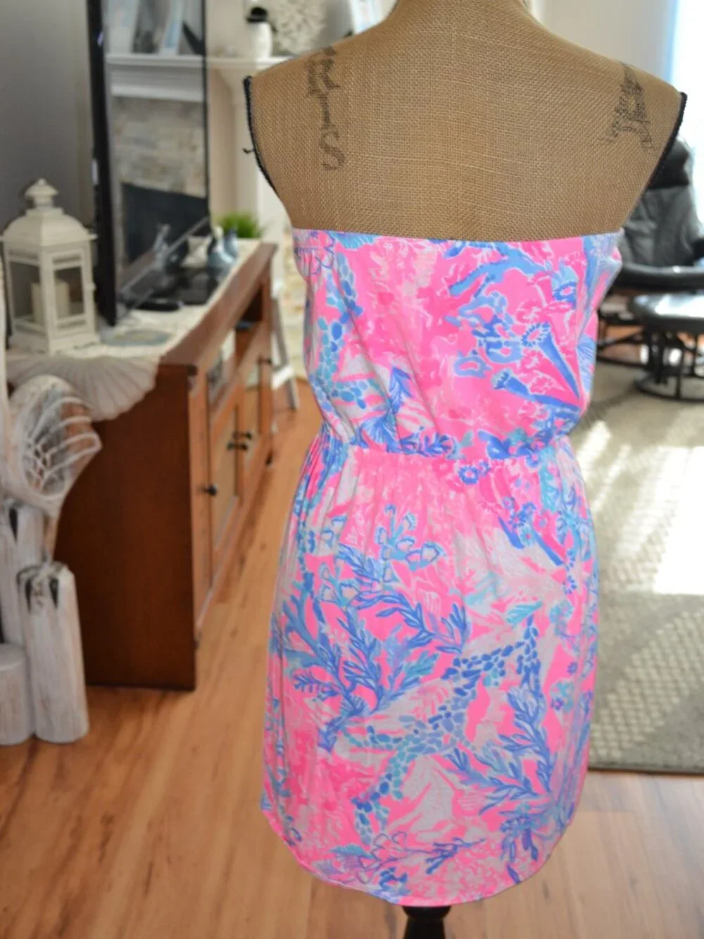 Lilly Pulitzer Windsor Tropical Strapless Pascha Aquadesiac Vibrant Club Dress S - Picture 4 of 8